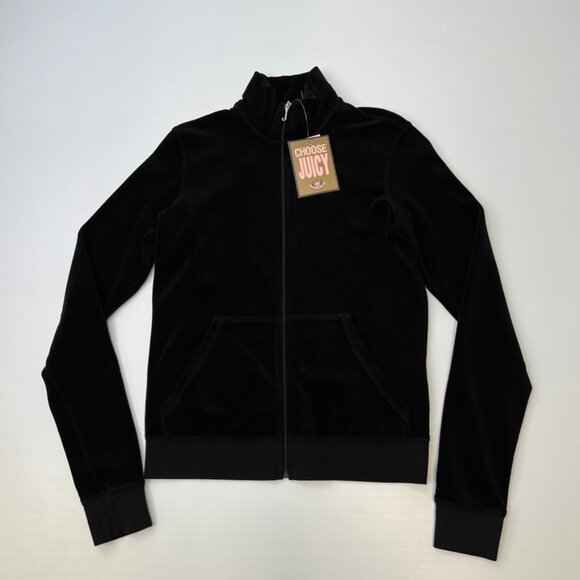 Vintage Juicy Couture Jacket Women Large Velour Zip Up Track Hip USA Y2K Core Ne